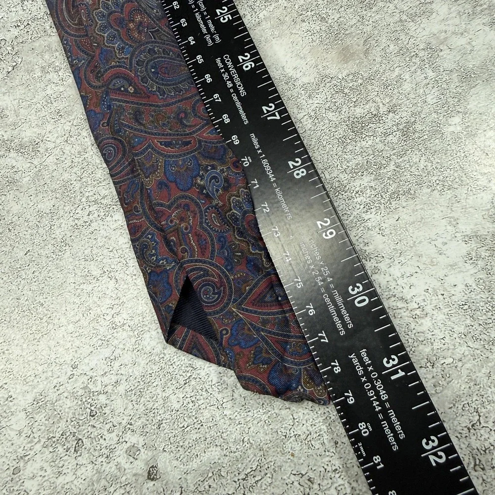 Paolo Albizzati Silk Tie Mens One Size Red Paisley Pointed Made In Italy Necktie